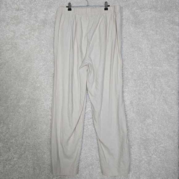 J Jill Pants Womens 18 Beige Linen Blend Pull On Straight Leg Beach Coastal - Picture 3 of 13